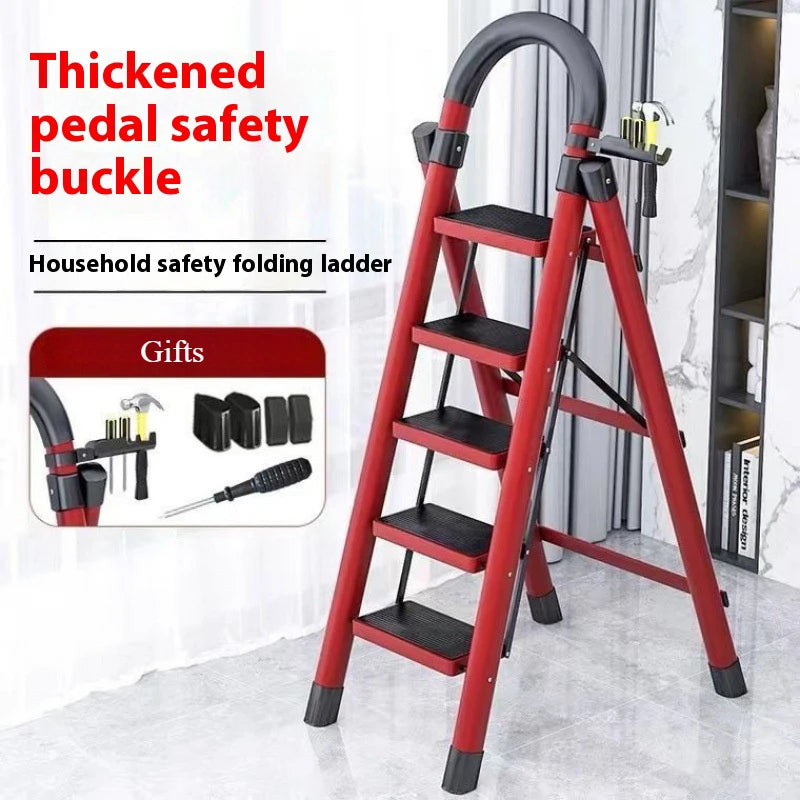 Adjustable Zigzag Folding Ladder 3 4 5 6 Step Thickened Carbon Steel Engineering Ladder Stable Climbing Tool for Home And Garden Peaceful Pleasures Health and Wellness