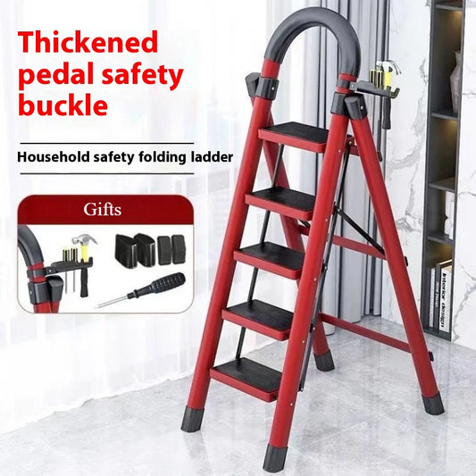 Adjustable Zigzag Folding Ladder 3 4 5 6 Step Thickened Carbon Steel Engineering Ladder Stable Climbing Tool for Home And Garden Peaceful Pleasures Health and Wellness