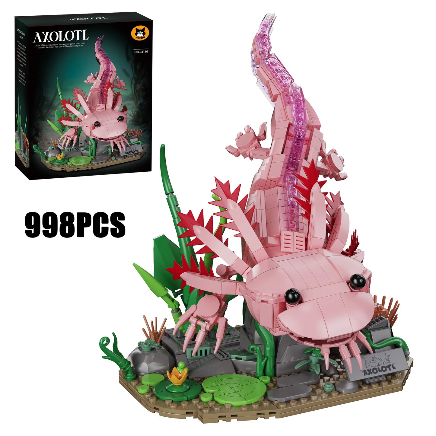 Creative Aquatic Amphibian Axolotl Model Building Blocks Construction