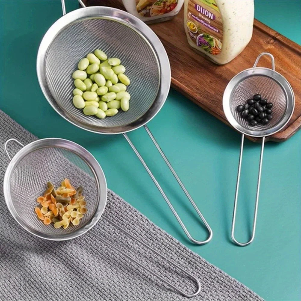 3-Piece Stainless Steel Mesh Strainer Set | Small Medium Large Kitchen Mesh Strainer Set Peaceful Pleasures Health and Wellness