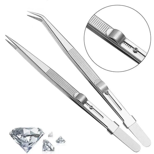 Stainless Steel Tweezers Adjustable Slide lock Antistatic Tweezers Jewelry Making Tool For Electronic Component Repair Tools Peaceful Pleasures Health and Wellness
