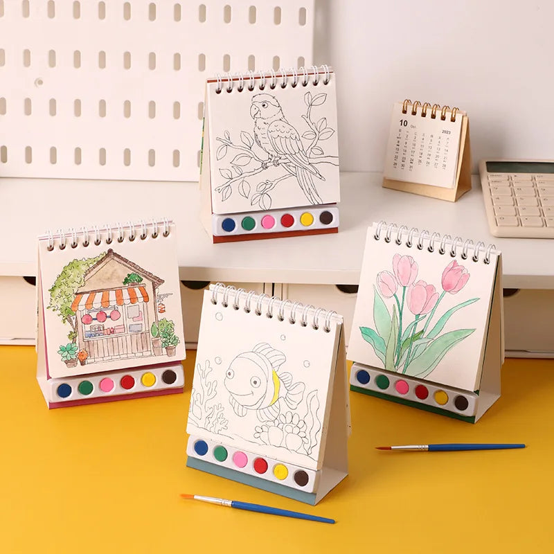 Creative Coil Vertical Watercolor Painting DIY Graffiti Book Built-in
