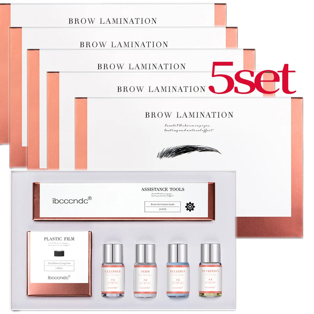 Pro Brow Lift Perming Eyebrow Lifting Brow Lamination Kit with Cling Film Nutrition Keratin Perming Lotion for Home Use Peaceful Pleasures Health and Wellness 5set