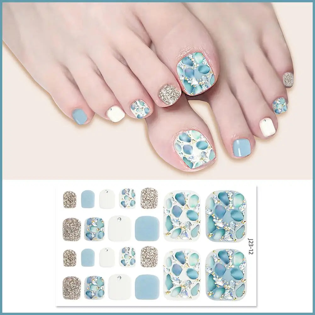 Glitter Toe Nail Stickers – 22 Count, DIY Nail Wraps Nail Care Peaceful Pleasures Health and Wellness 11