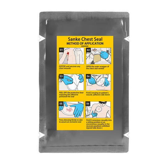 SANKE RESCUE Vent Chest Seal Military Trauma Dressing First Aid Kit Sterile Wound Care Ifak Refill Kit Occlusion band-aid Peaceful Pleasures Health and Wellness