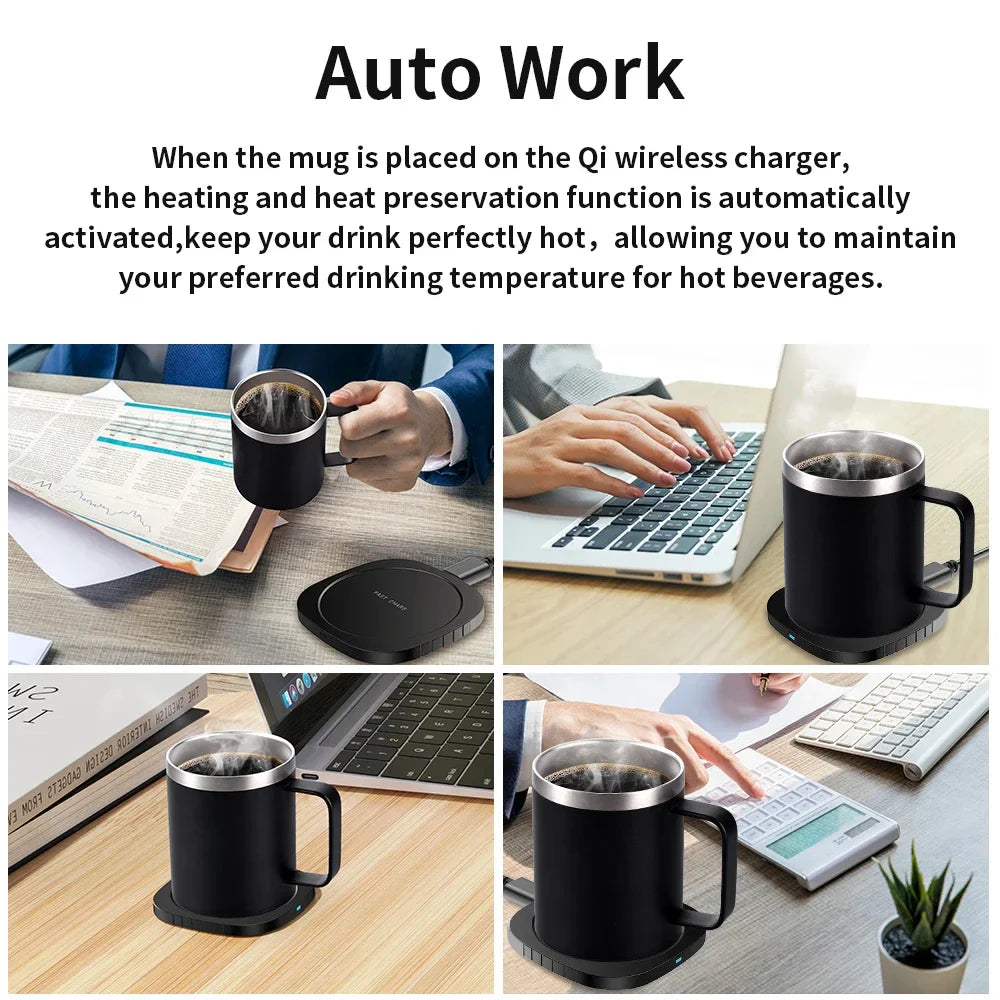 2-in-1 Coffee Mug Warmer & Wireless Charger | 55°C | 10.5oz Cup