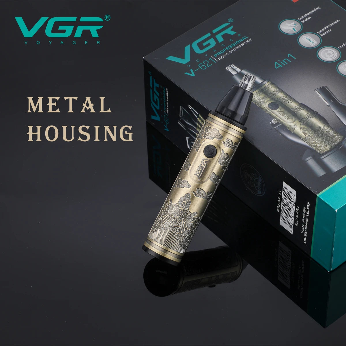 VGR 621 4-in-1 Hair Cleaning Set for Men: Shaver, Carving, Haircutting, Pushing, Metal Nose Hair Trimmer, Electric Shaver Peaceful Pleasures Health and Wellness