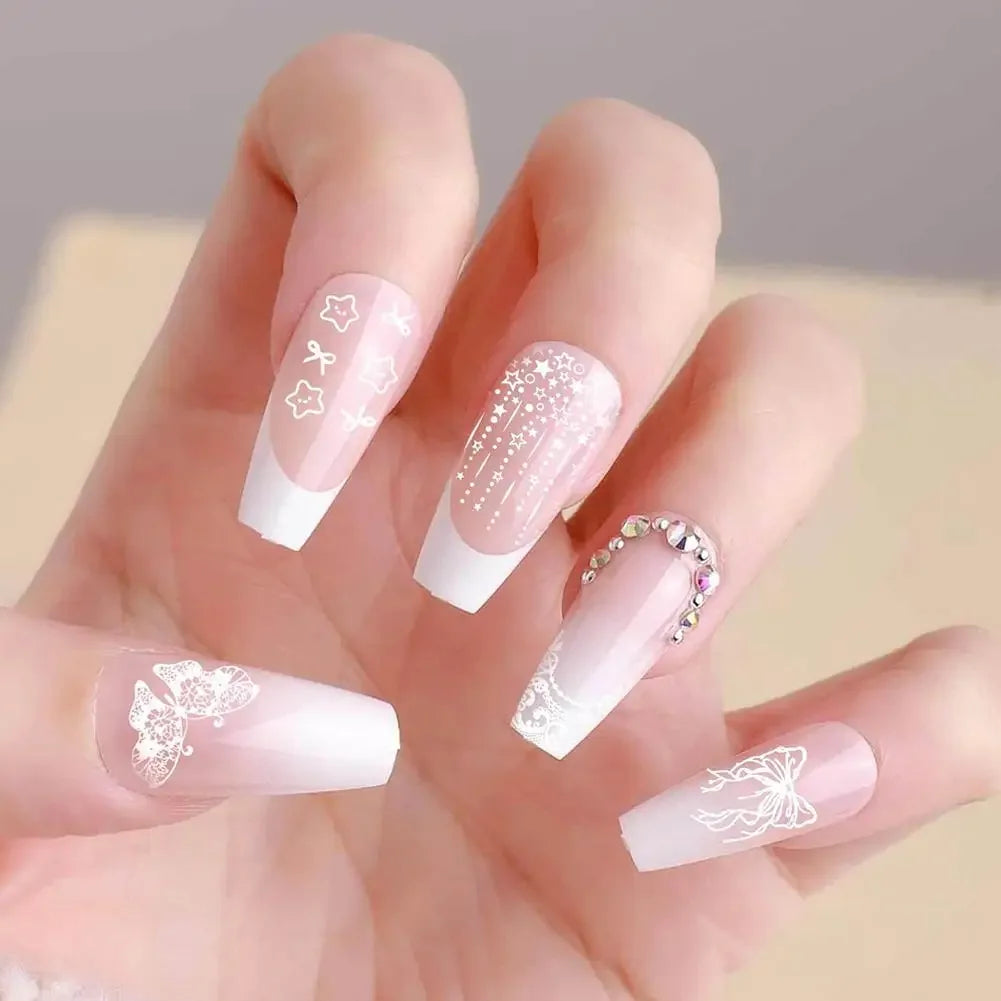 Nail Stamper, French Nail Art Stamper Clear Silicone Stamping Scraper Round Rectangular Head Stamping for DIY Nails Art Manicure Peaceful Pleasures Health and Wellness