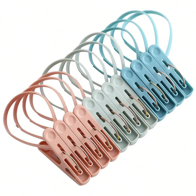 Windproof Clothes Pins with Rope – 12/24 Pack Multicolor
