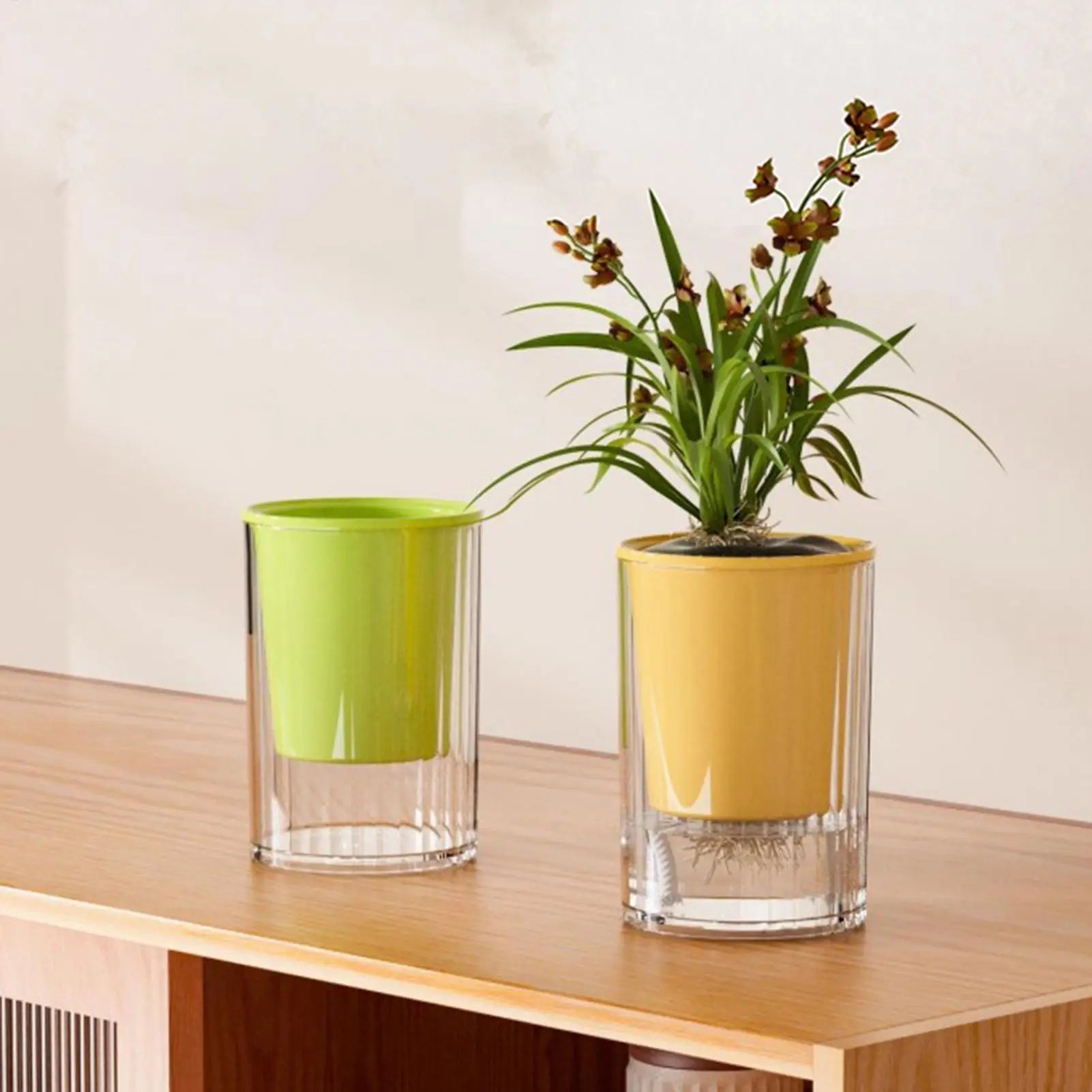 Self-Watering Double-Layer Flower Pot | Desktop Indoor Planter Self-Watering Planter Peaceful Pleasures Health and Wellness
