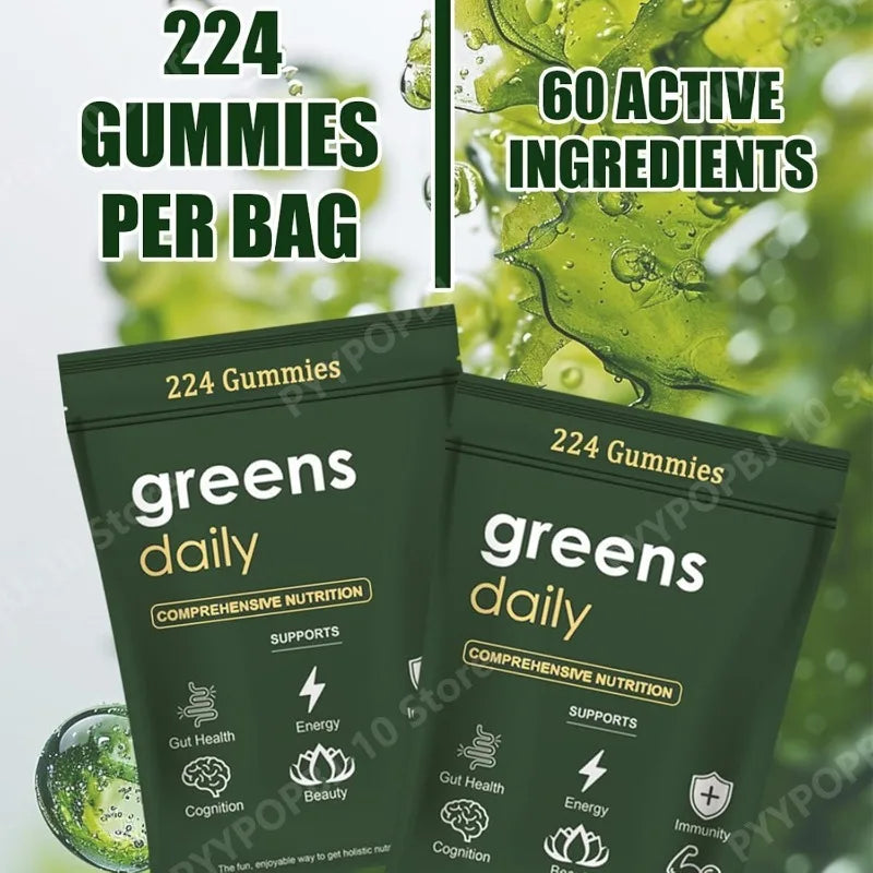 Greens Gummies Organic Spirulina & Chlorella | 60+ Nutrients