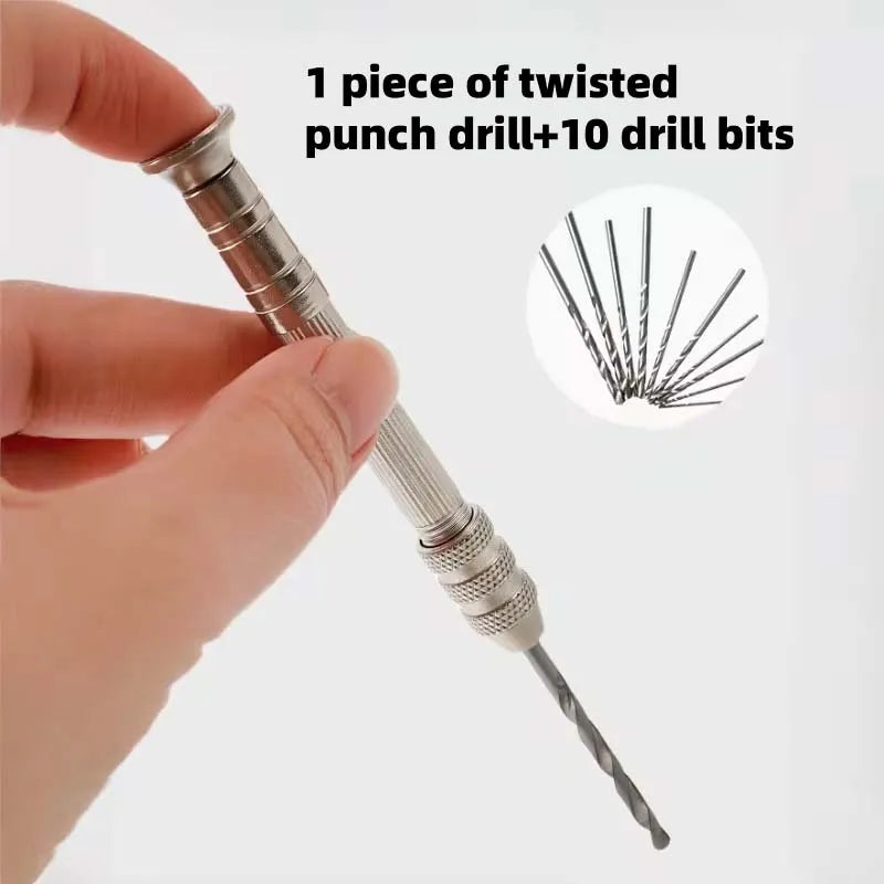 11-Piece Micro Hand Drill Kit – 0.8–3.2mm Precision Bits