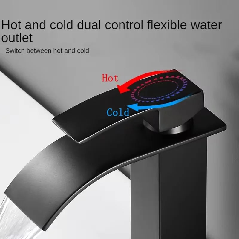 Matte Black Tall Waterfall Vessel Sink Faucet | Single Handle