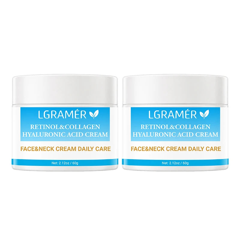 Retinol Face Cream Lifting Firming Soothing Repair Damaged Skin,Deep Collagen Nourishing Rejuvenation Improve Dullness Shrink Po Peaceful Pleasures Health and Wellness 60g-2pcs