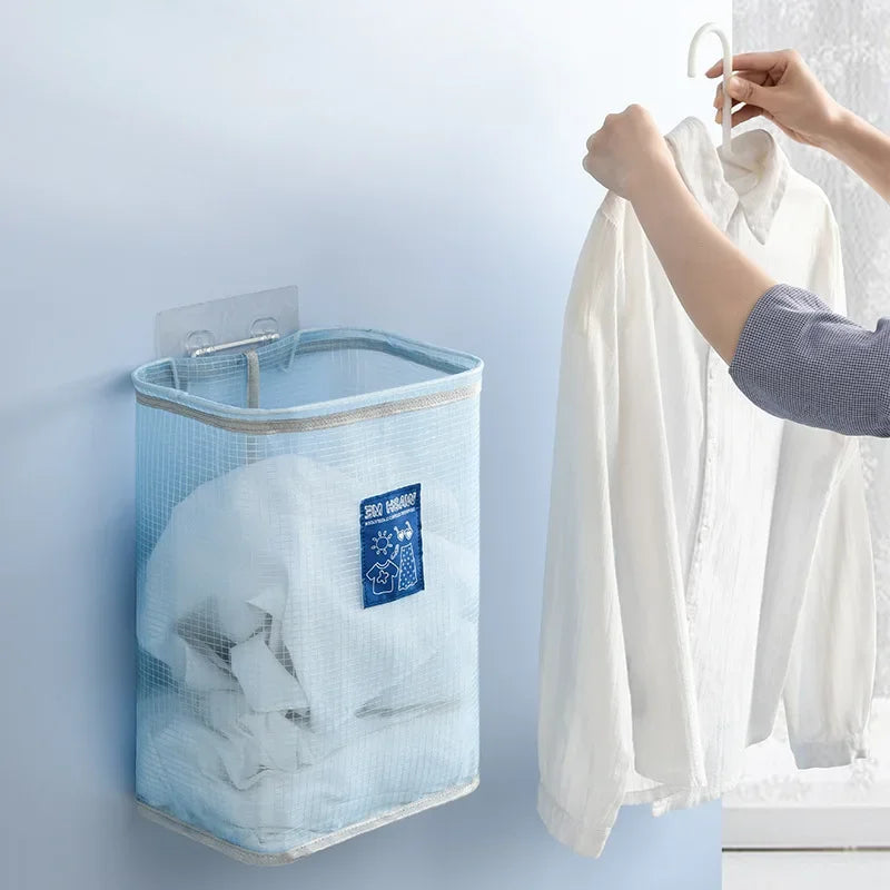 New Large Capacity Foldable Dirty Clothes Basket for Household Wall Mounted Mesh Bathroom Drainage and Moisture Prevention Boxes Peaceful Pleasures Health and Wellness