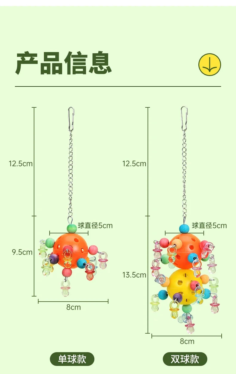 Parrot Chew Swing Toy | Cockatiel Foraging Bead Cage Toy