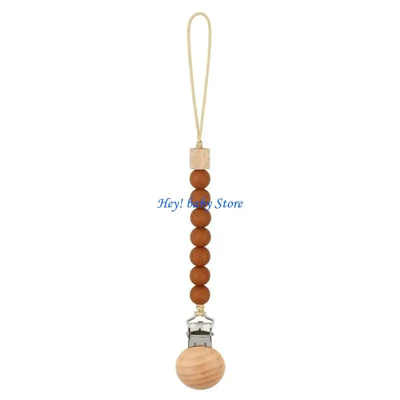 Baby Pacifier Clip Chain | Silicone Beads & Wooden Teether
