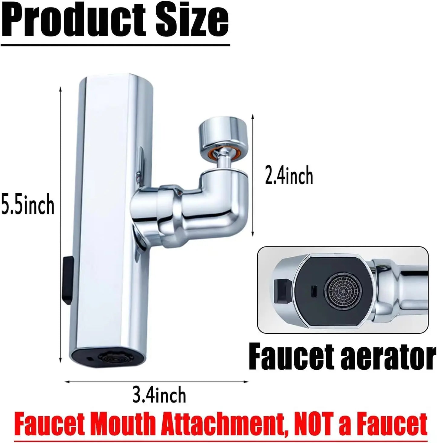 Kitchen Faucet Waterfall Sprayer Head Splash Proof Device Universal Rotation Aerator Booster Extension Faucet Universal Joint Peaceful Pleasures Health and Wellness Upgraded version