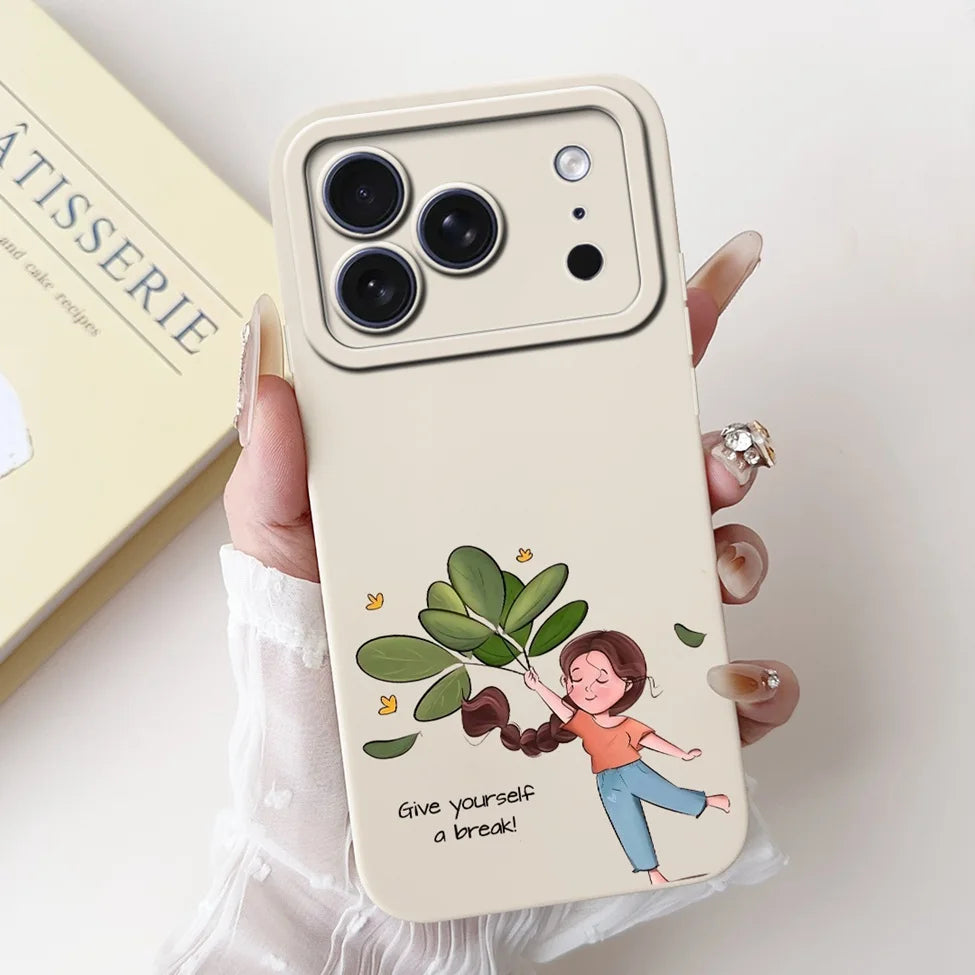 iPhone 17 Pro Silicone Case | Cute Kawaii Floral Painted Cover