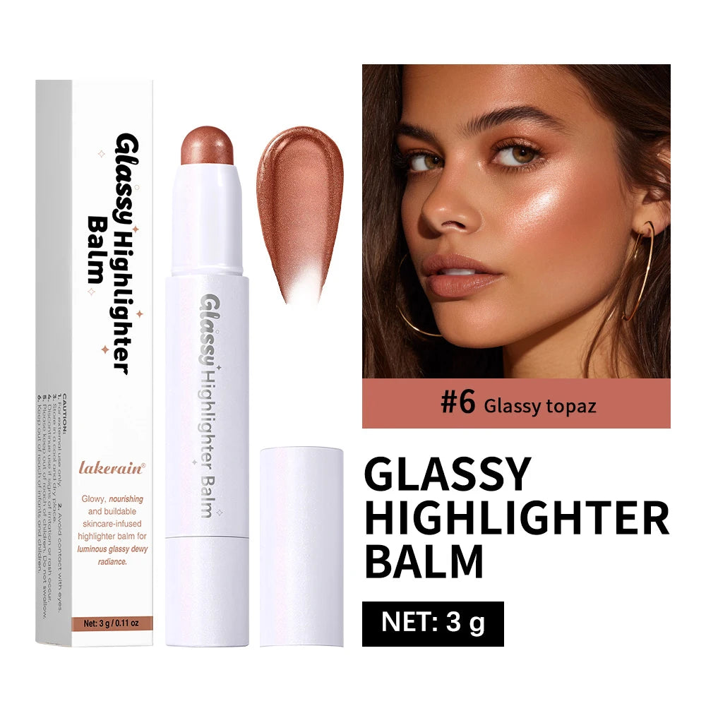 Bio- Glassy Highlighter Balm Nourishing Buildable Long Lasting Non Sticky Multipurpose Stick For Eye Cheek Lips Body Cosmetics Peaceful Pleasures Health and Wellness 6Topaz