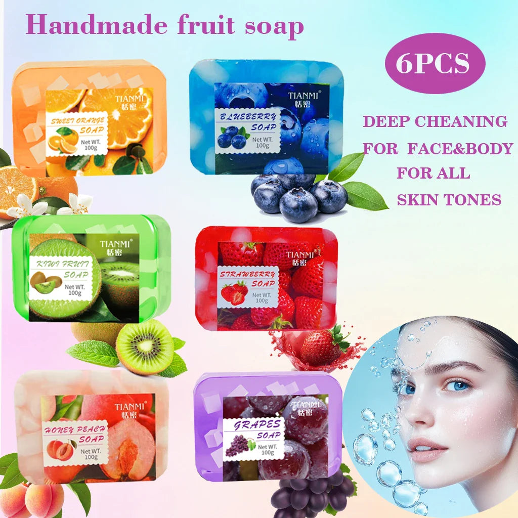 Fruit Handmade Soap Set – 6 Bars | Sweet Orange, Blueberry & More