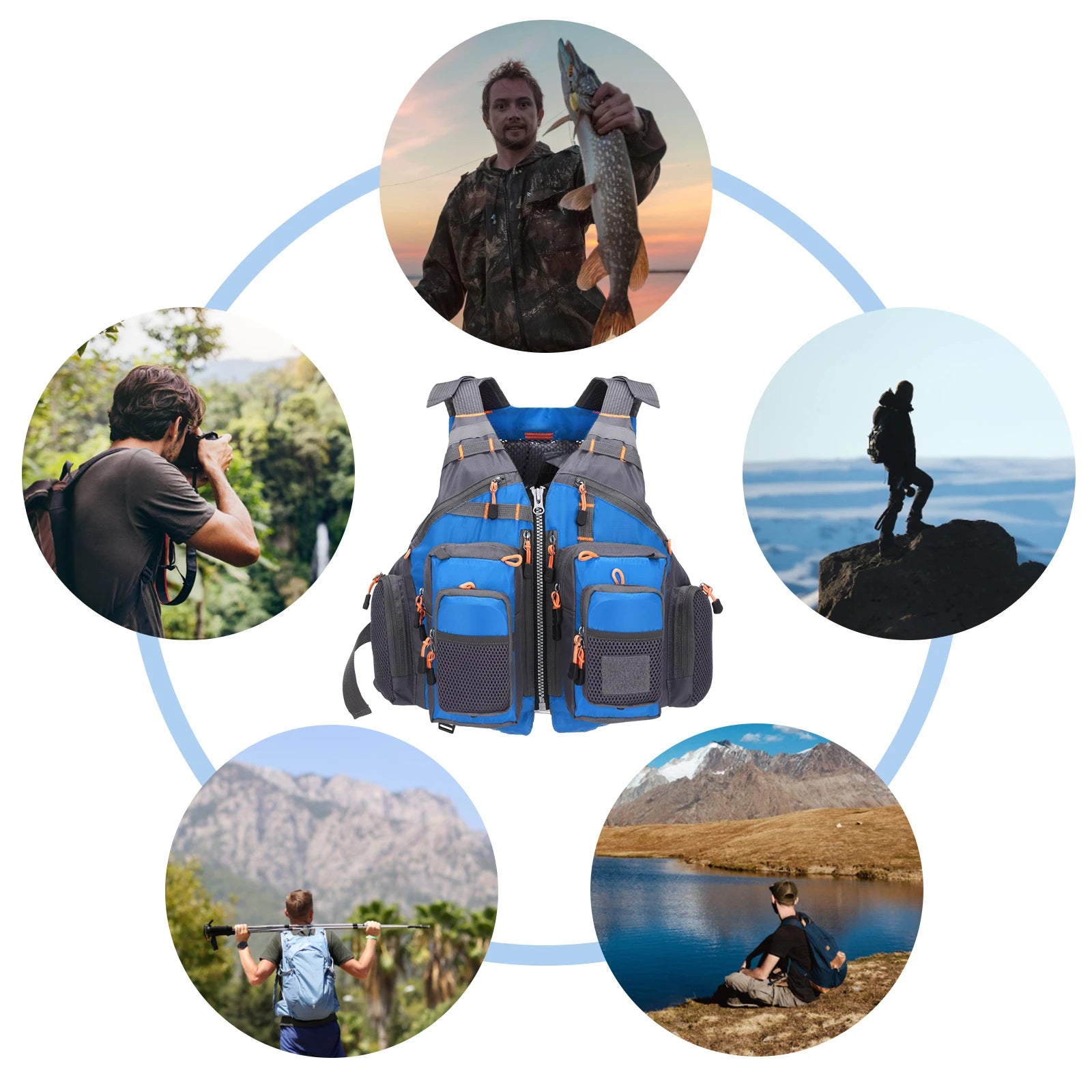 Outdoor Breathable Padded Fishing Life Vest Superior 209lb Bearing Life Safety Jacket Swimming Sailing Waistcoat Utility Vest Peaceful Pleasures Health and Wellness