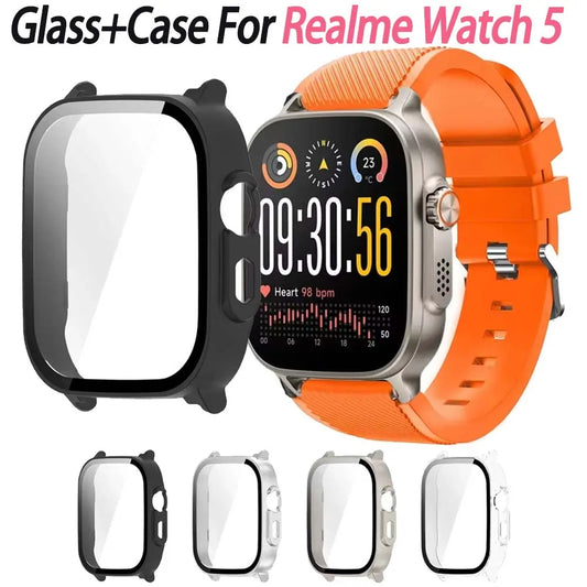 Hard PC+Tempered Glass Case For Realme Watch 5 Bumper Full Cover Protective Shell For Realme Watch 5 Screen Protector Accessory Peaceful Pleasures Health and Wellness