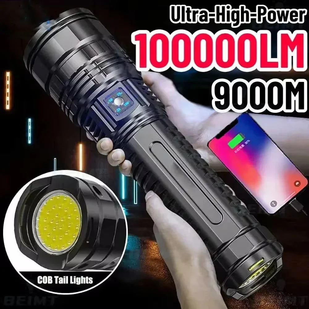 ESMARTER Tactical LED Flashlight 15000mAh | Zoomable & Waterproof