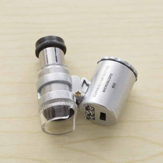 60X Illuminated Microscope Portable Handheld Jeweler Magnifier with Led Light Mini Pocket Magnifying Glass for Home Loupe Lupa Peaceful Pleasures Health and Wellness 60x