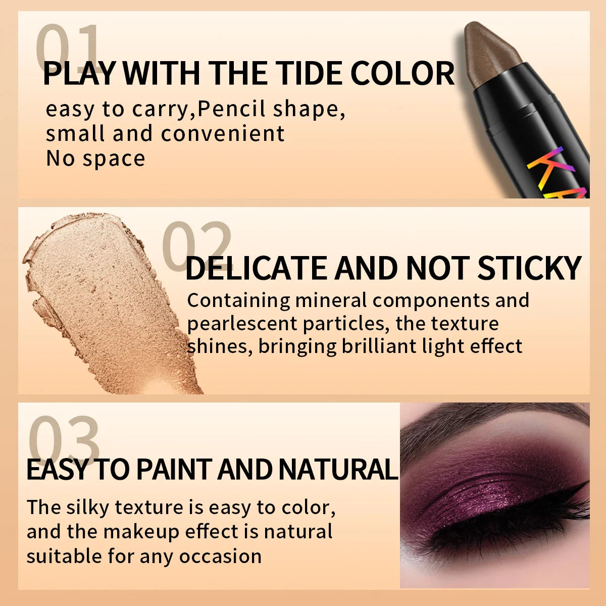 KAFURUX 6pc Metallic Glitter Eyeshadow Pencil Set | Shimmer Liner