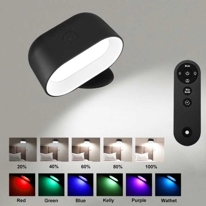 Magnetic LED Wall Light Rechargeable Reading Lights 360° Rotation Touch Remote Control Cabinet Spotlight Round Shape Night Lamp Peaceful Pleasures Health and Wellness