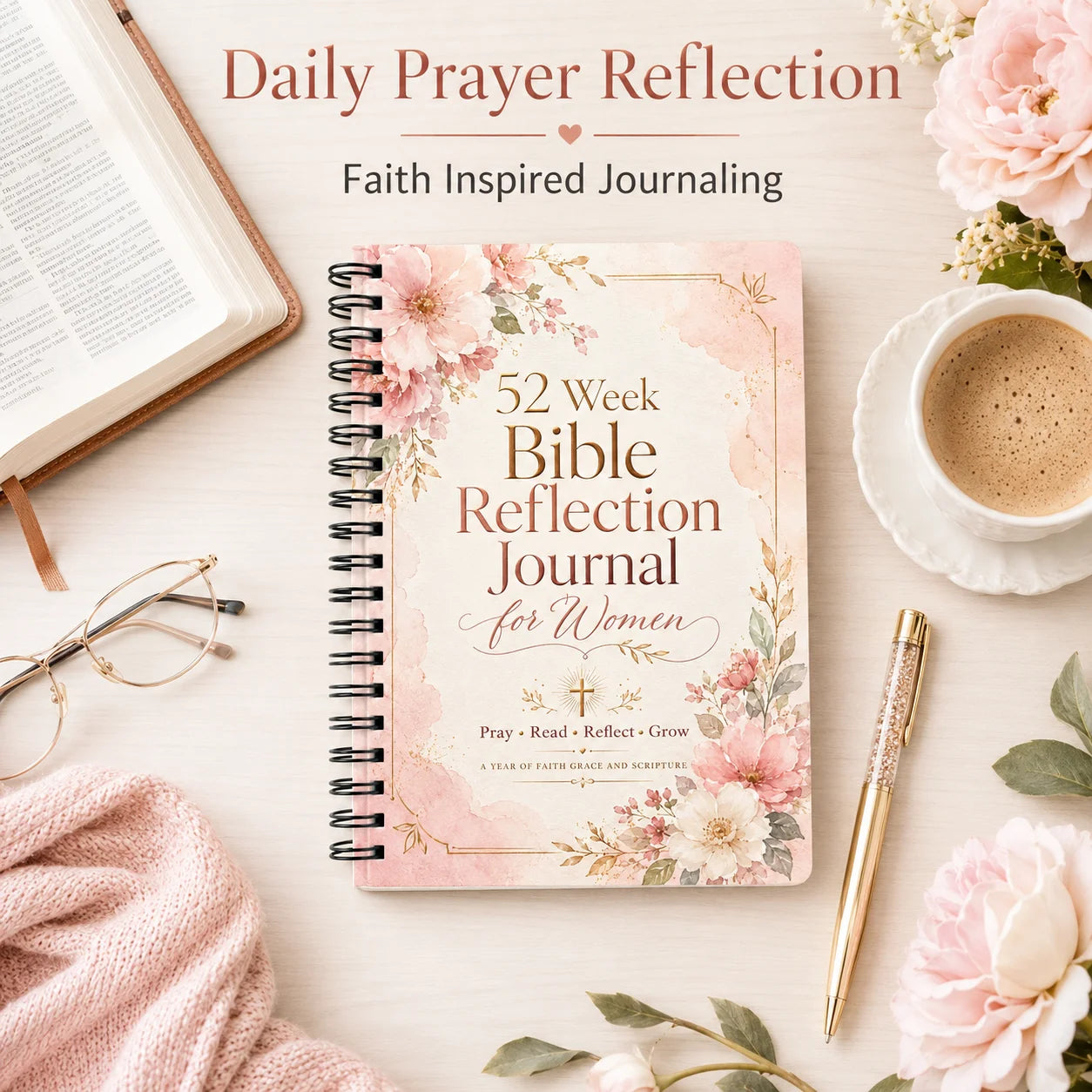 52 Week Faith Reflection Journal Women A5 Spiral Prayer Study