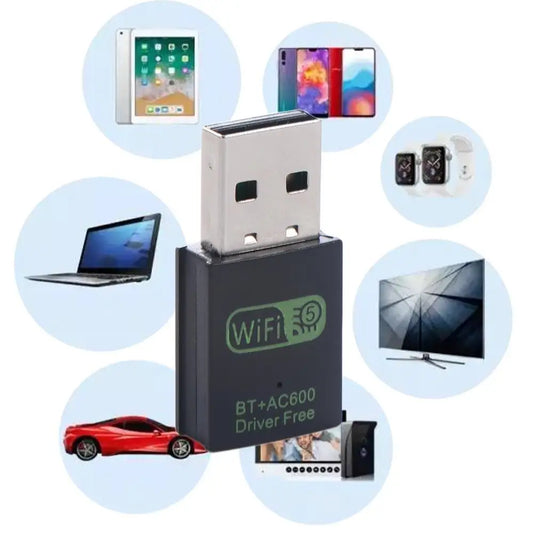 Wifi Network Adapter BT+AC600 WLAN Dongle WiFi Receiver 600M WLAN Dongle USB 2.4G&5G WiFi Receiver Peaceful Pleasures Health and Wellness