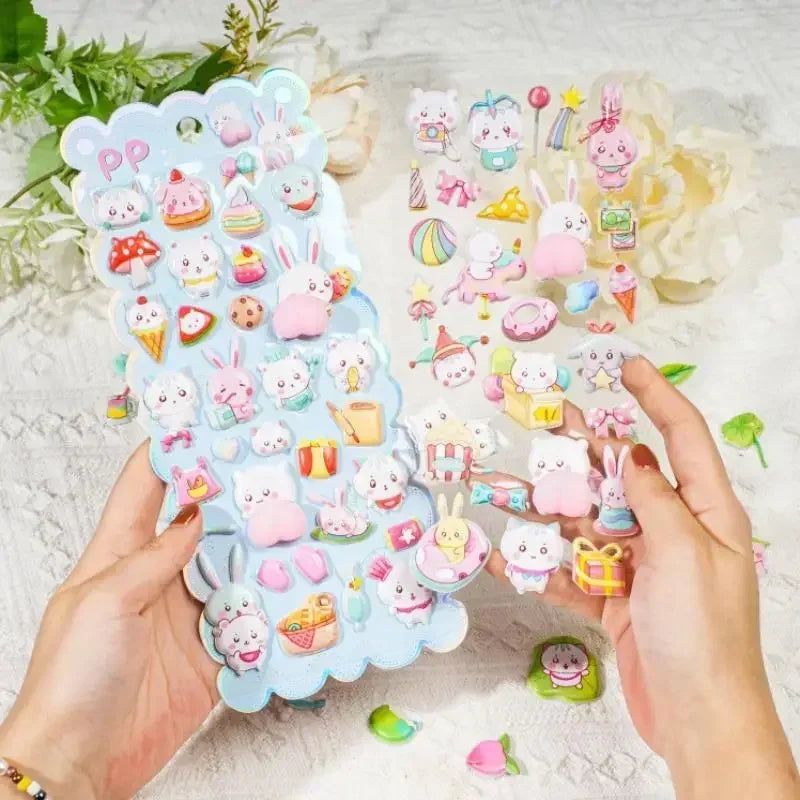 Cartoon Animal 3D Puffy Stickers – Scrapbook & Phone Decor