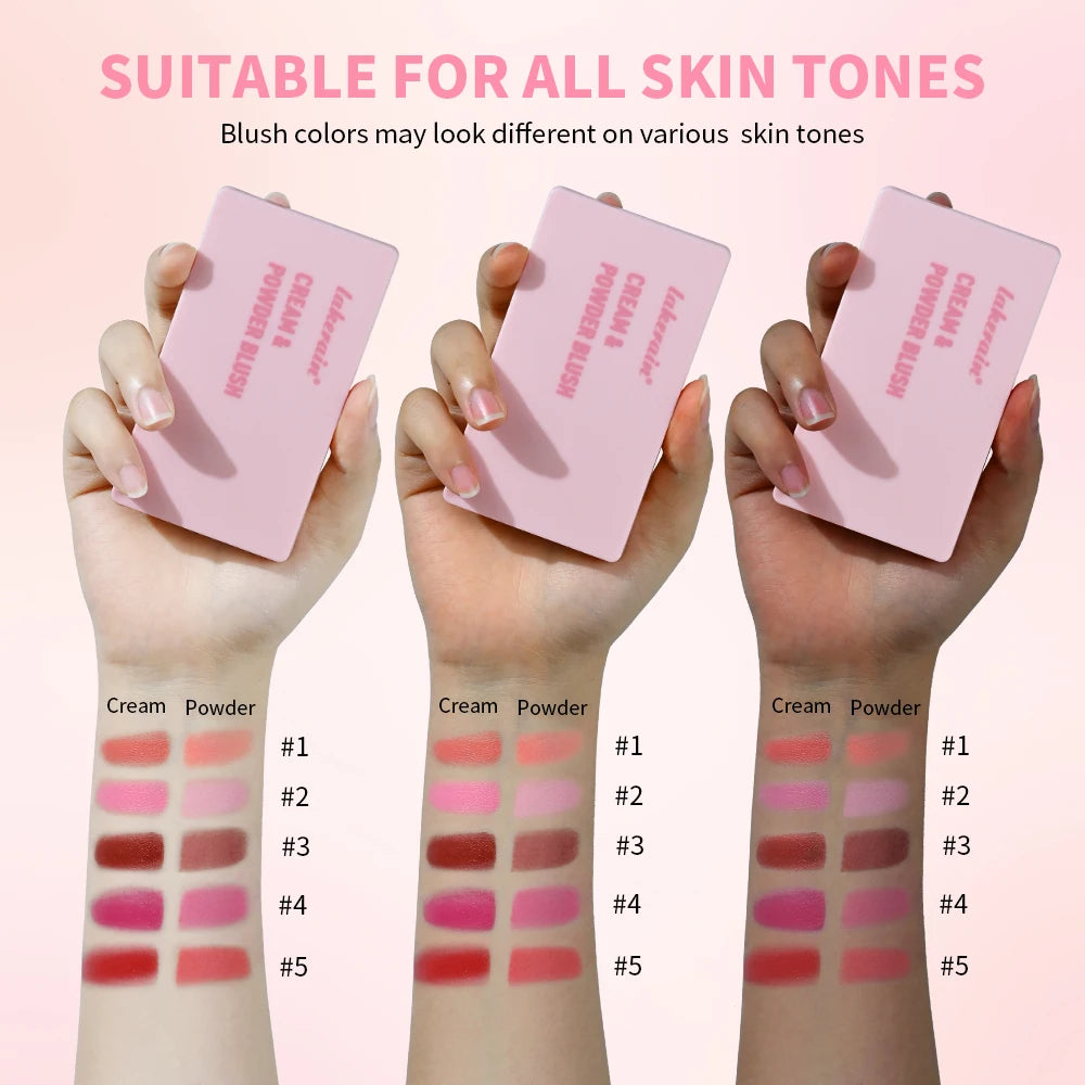 Cream&Powder Blush Palette Natural Long-lasting High Pigment Blush Makeup Contour Powder Beauty Peach Pink Korean Makeup Blush Peaceful Pleasures Health and Wellness