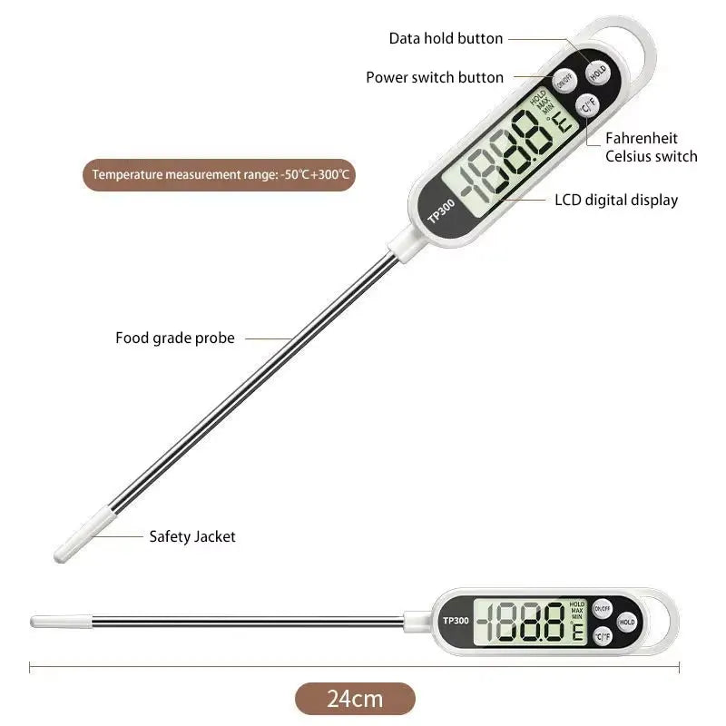TP300 Digital Meat Thermometer -50~300°C | BBQ & Kitchen Digital Food Thermometer Peaceful Pleasures Health and Wellness 1pcs TP300
