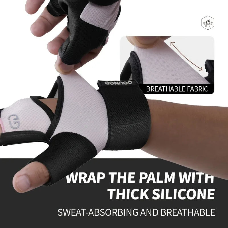 Half-Finger Workout Gym Gloves with Wrist Support & Anti-Slip Grip, Adjustable Hook-and-Loop Closure, PinkBlackPinkPink - Breath Peaceful Pleasures Health and Wellness