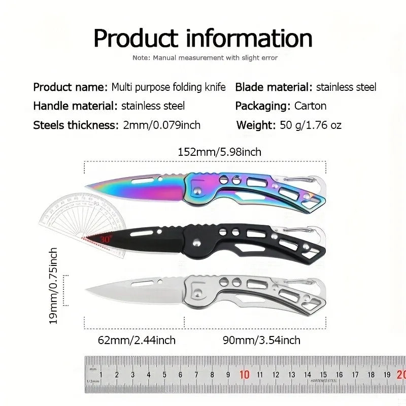 Stainless Steel Folding Knife, EDC Portable Pocket Knife, Outdoor Camping Knife, Suitable for Jungle Adventure, Fishing Peaceful Pleasures Health and Wellness