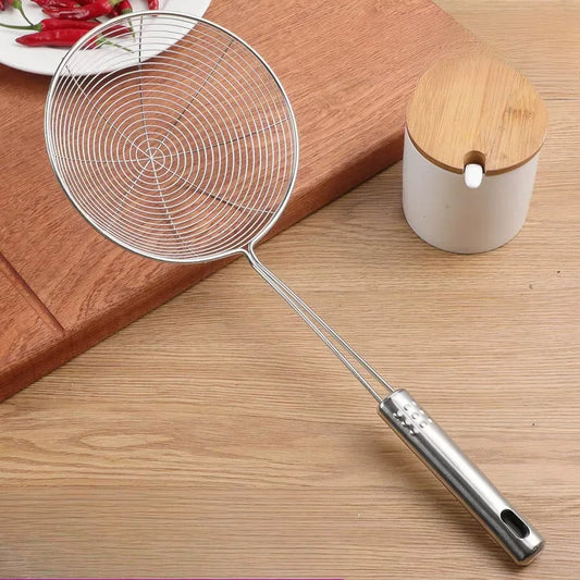 Steel Handle Stainless Wire Oil Leakage Fishing Tool Baking Frying Peaceful Pleasures Health and Wellness