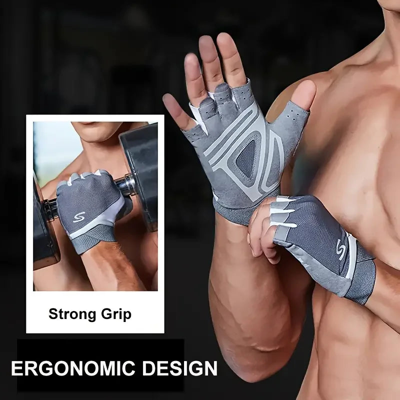 1 Pair Unisex Sports Gloves, Half Finger Fitness Gloves, Non-Slip Outdoor Riding & Fishing Gloves Peaceful Pleasures Health and Wellness