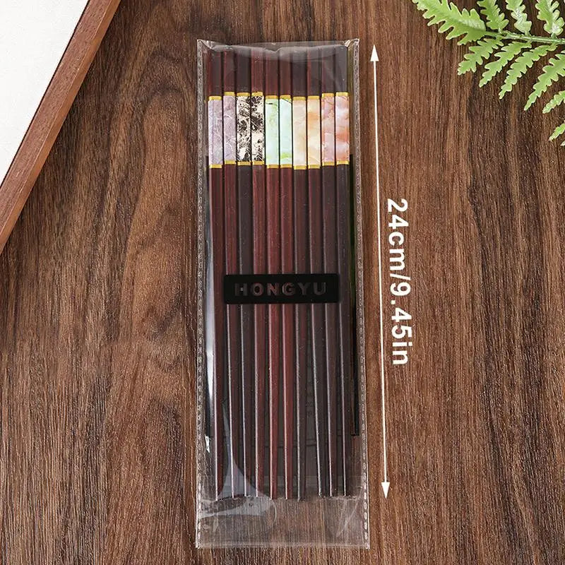 Natural Bamboo Chopsticks Set – Reusable Non-Slip | 5 Pairs