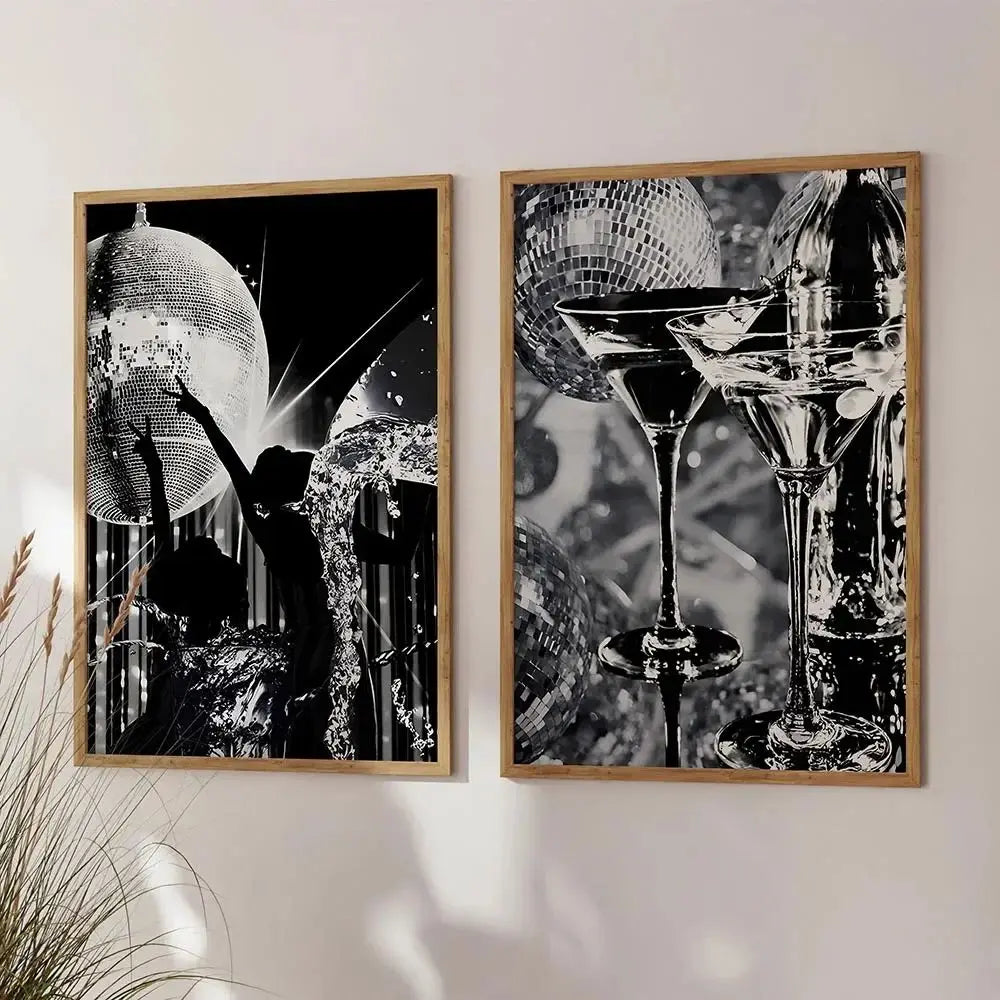 Disco Ball Canvas Wall Art | 70s Funky Girly Room Decor Print
