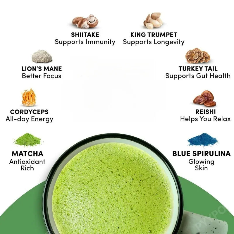 Organic Mushroom Matcha Supplement | Lion's Mane & Reishi 180g