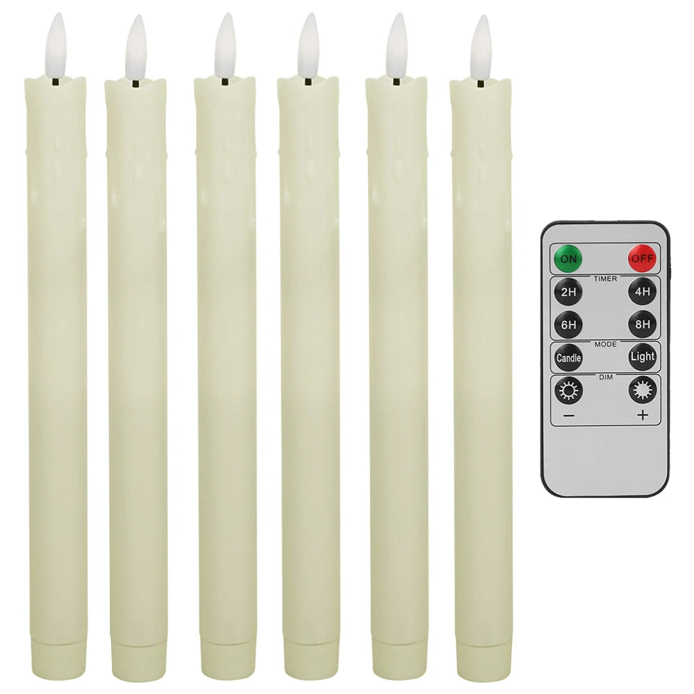 LED Flameless Taper Candles 11" Flickering | Remote & Timer