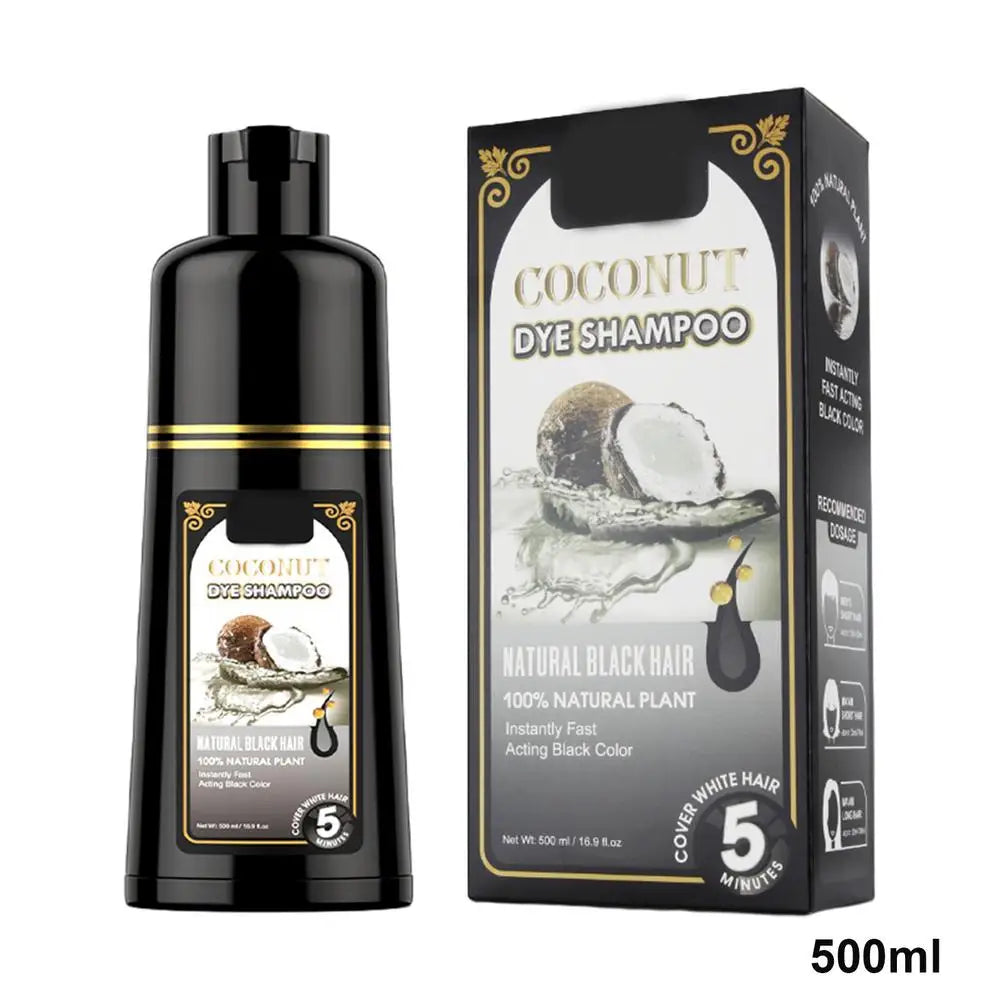 Ginger & Coconut Black Hair Dye Shampoo 500ml – Color Gray Hair