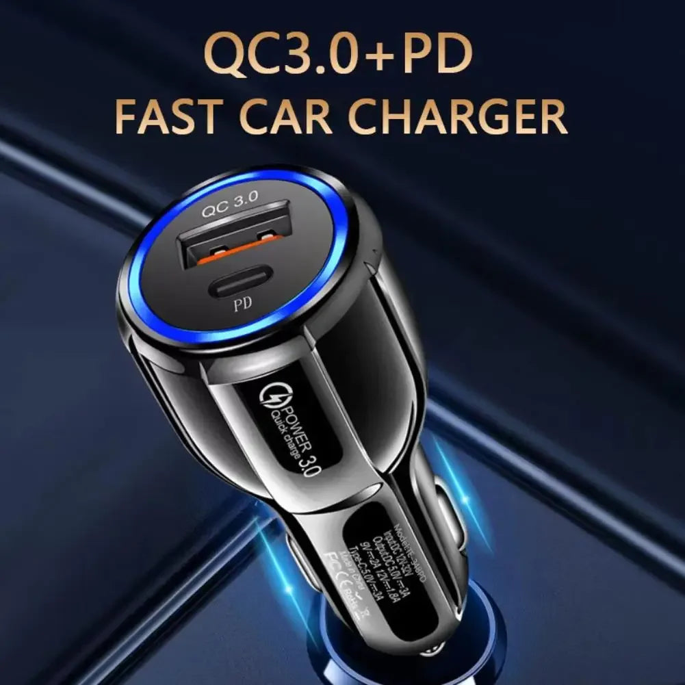 12W 30W Car Charger 2 Ports Car Charger Fast Charging QC 3.0 PD12W PD30W Car Cigarette Lighter Flash Charge For phones Peaceful Pleasures Health and Wellness
