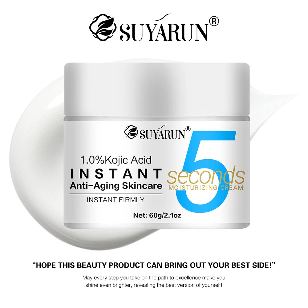 SUYARUN 5 Seconds Moisturizing Firming Cream - Jojoba Oil and Green Tea, quick absorption anti-aging moisturizer. Peaceful Pleasures Health and Wellness