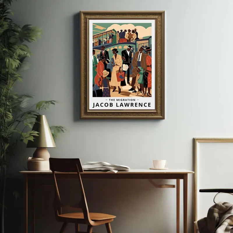 Minimalist Jacob-Lawrence The Migration African American Classic Exhibition Poster Canvas Painting Wall Pictures Home Decor Peaceful Pleasures Health and Wellness