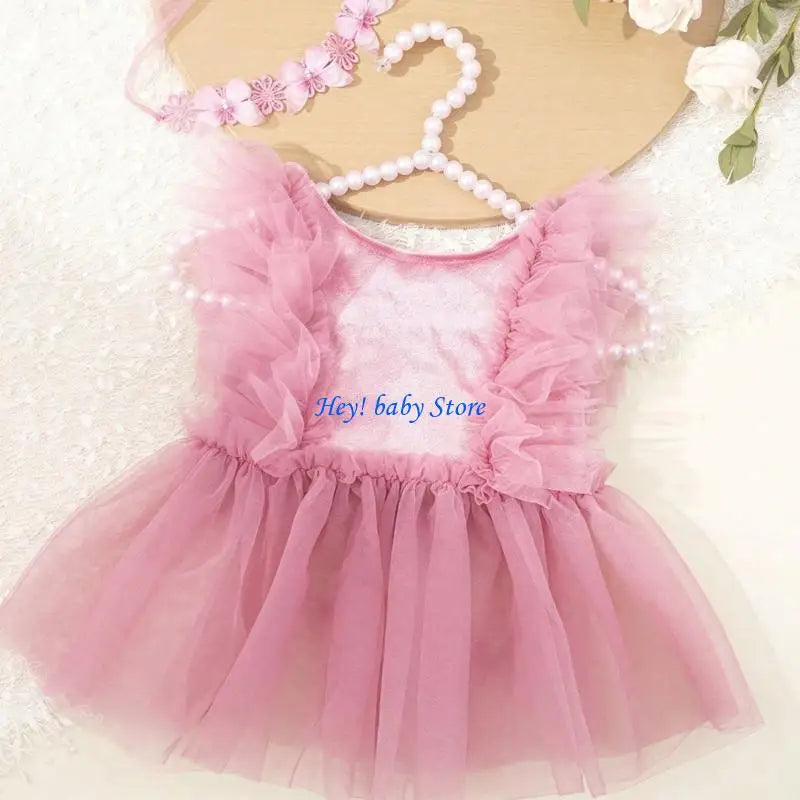 Newborn Baby Girl Photography Dress & Butterfly Headband Set