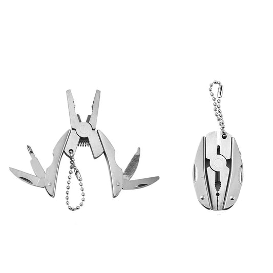 Mini Multi-functional Stainless Steel Pliers Turtle Back Pliers Folding Tools Pliers Are Versatile Folding Outdoor Tools Peaceful Pleasures Health and Wellness silver